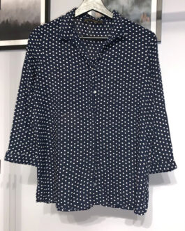 Granatowa bluzka w grochy – ZARA