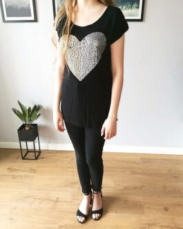 Czarny T-shirt – serce – Troll